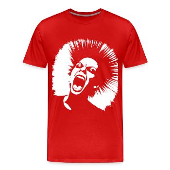 Schreiender Punkrocker mit Mohican Anarchy Punk - Männer Premium Bio T-Shirt - Rot - Vorne - Damien (186cm)