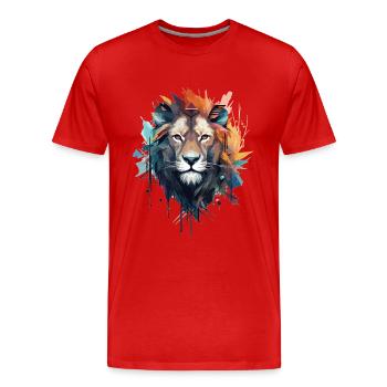 Artistic Lion - Men's Premium Organic T-Shirt - red - Front - Damien (186cm)