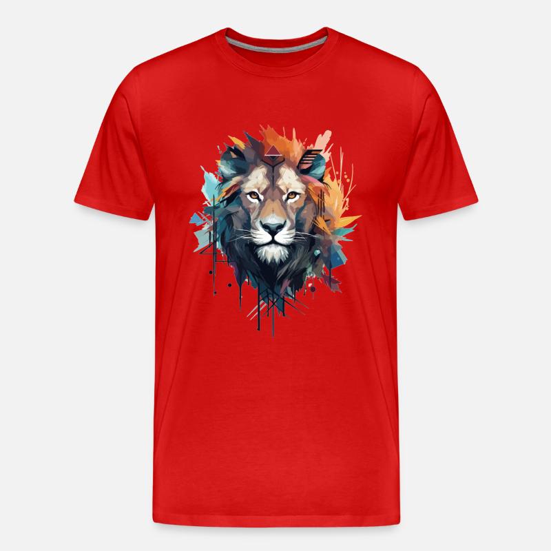 Künstlerischer Löwe - Männer Premium Bio T-Shirt - Rot