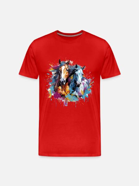 Hästar, hästar - Organic T-shirt Ekologisk premium-T-shirt herr - röd