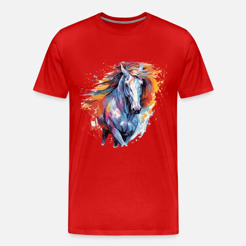 Pferd, Pferd - Männer Premium Bio T-Shirt - Rot