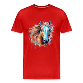 Horse - Men's Premium Organic T-Shirt - red - Front - Damien (186cm)