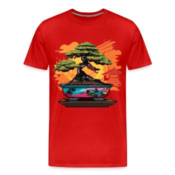 Japanese Bonsai Tree - Men's Premium Organic T-Shirt - red - Front - Damien (186cm)