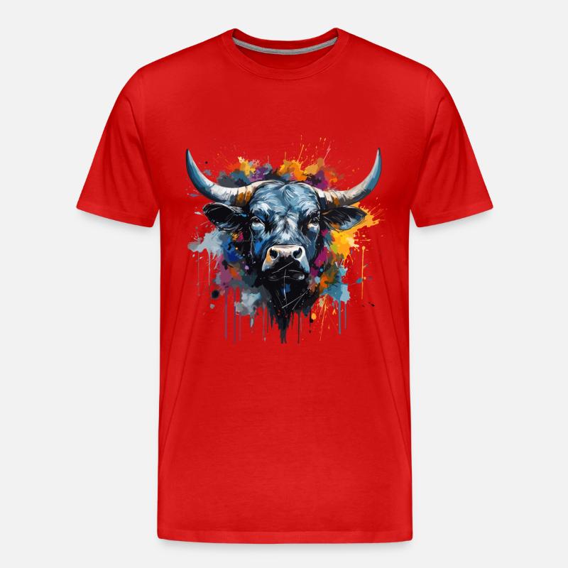 Kampfkuh, Schweizer Walliser Herdenskuh - Männer Premium Bio T-Shirt - Rot