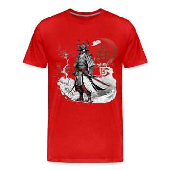 Japanese Samurai - Men's Premium Organic T-Shirt - red - Front - Damien (186cm)