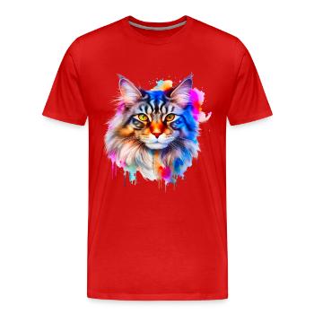 chat Maine Coon - T-shirt bio Premium Homme - rouge - Devant - Damien (186cm)