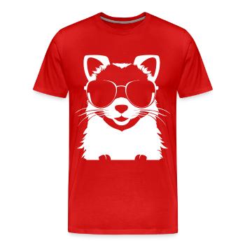 Furet portant des lunettes de soleil Cool Ferrets - T-shirt bio Premium Homme - rouge - Devant - Damien (186cm)