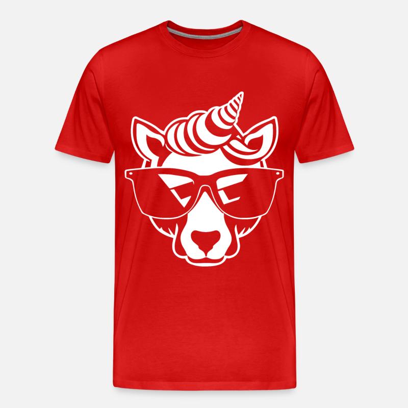 Lustige Einhörner mit Sonnenbrille Cooles Einhorn - Männer Premium Bio T-Shirt - Rot