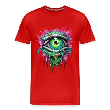 Psychedelic Eye Colorful LSD Drug Trip - Men's Premium Organic T-Shirt - red - Front - Damien (186cm)