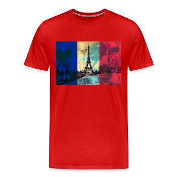 Paris Skyline Eiffel Tower France Flag Flag - Men's Premium Organic T-Shirt - red - Front - Damien (186cm)