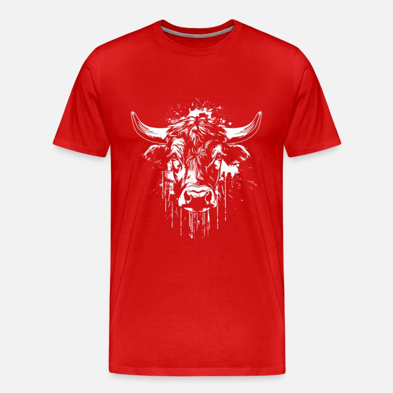 Hérens Kuh, Schweizer Kampfkuh - Männer Premium Bio T-Shirt - Rot