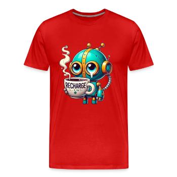 Mode de recharge du robot CoffeeFueled - T-shirt bio Premium Homme - rouge - Devant - Damien (186cm)
