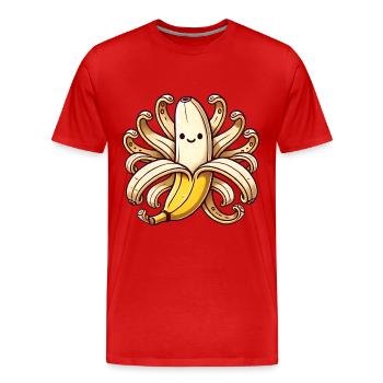 Playful OctoBanana Illustration - Men's Premium Organic T-Shirt - red - Front - Damien (186cm)