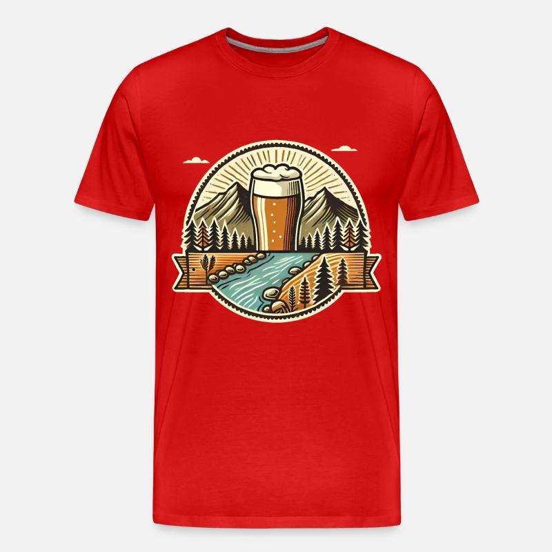 Bergbier-Abenteuer-Abzeichen-Design - Männer Premium Bio T-Shirt - Rot