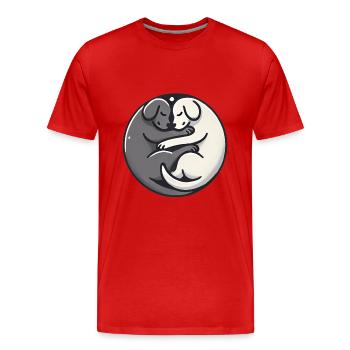 YinYang Sleeping Dogs Design - Men's Premium Organic T-Shirt - red - Front - Damien (186cm)