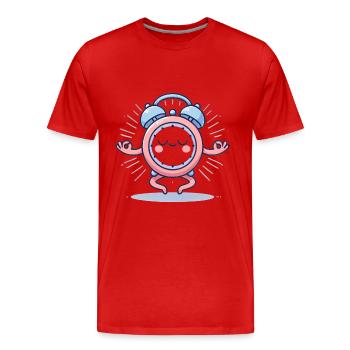 Peaceful Meditating Alarm Clock Icon - Men's Premium Organic T-Shirt - red - Front - Damien (186cm)