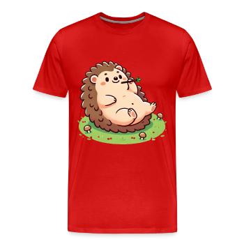 Chill Hérisson Vivre Vie Lente - T-shirt bio Premium Homme - rouge - Devant - Damien (186cm)