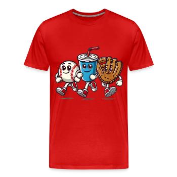 Fun Baseball Cartoon Characters - Men's Premium Organic T-Shirt - red - Front - Damien (186cm)