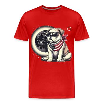 Patriotische Bulldogge Sonnenfinsternis - Männer Premium Bio T-Shirt - Rot - Vorne - Damien (186cm)