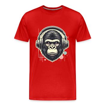 Gorille avec casque Splatter Art - T-shirt bio Premium Homme - rouge - Devant - Damien (186cm)