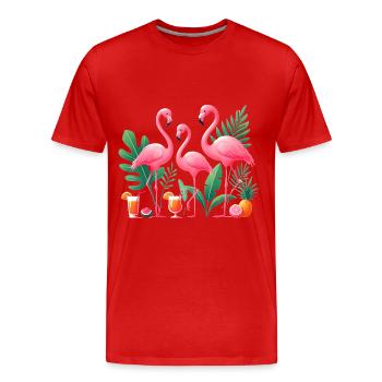 Tropische Flamingos Säfte Illustration - Männer Premium Bio T-Shirt - Rot - Vorne - Damien (186cm)