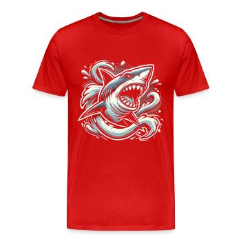 Nightmarish Shark in Dark Waters - Männer Premium Bio T-Shirt - Rot - Vorne - Damien (186cm)