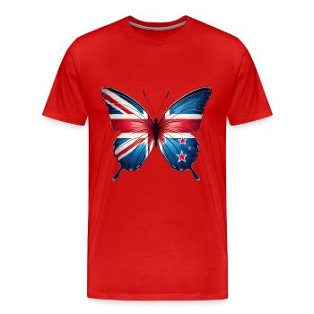 Drapeau de la Nouvelle-Zélande Papillon Design - T-shirt bio Premium Homme - rouge - Devant - Damien (186cm)