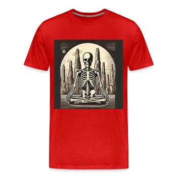 Illustration de squelette dans la solitude - T-shirt bio Premium Homme - rouge - Devant - Damien (186cm)