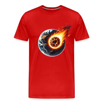 Feuriger Asteroideneinschlag auf der Erde - Männer Premium Bio T-Shirt - Rot - Vorne - Damien (186cm)