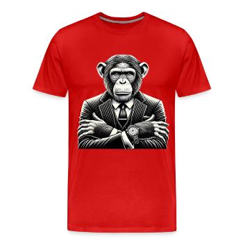Chimpanzee in Suit Bold Monochrome Art - Men's Premium Organic T-Shirt - red - Front - Damien (186cm)
