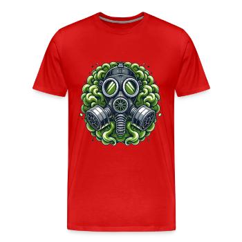 Masque à gaz drôle Fet Zone Design - T-shirt bio Premium Homme - rouge - Devant - Damien (186cm)