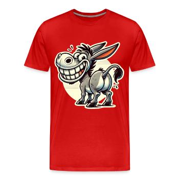 Funny Donkey Cartoon Retro Sticker Design - Men's Premium Organic T-Shirt - red - Front - Damien (186cm)
