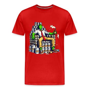 Wochenende Thron Lustiges Bier König Design - Männer Premium Bio T-Shirt - Rot - Vorne - Damien (186cm)