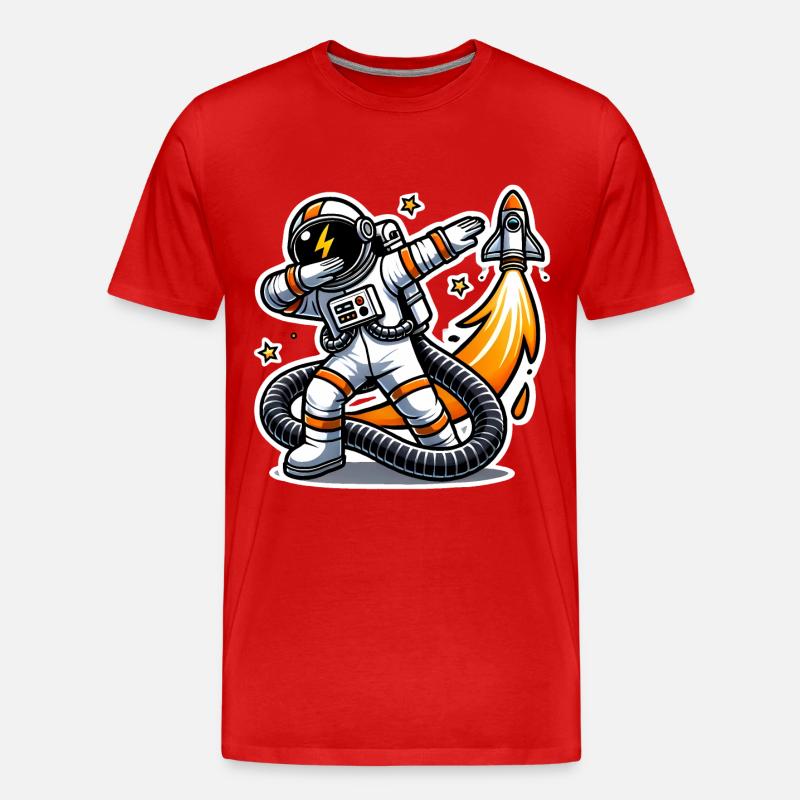 Lustiges Dabbing Astronaut Space Design - Männer Premium Bio T-Shirt - Rot