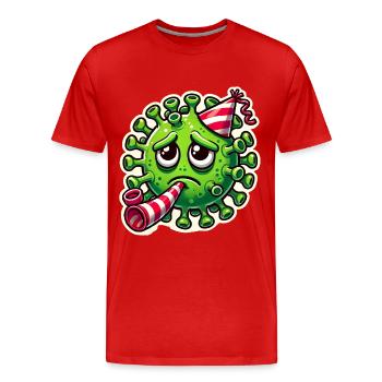 Sad Germ Party Sticker Design - Men's Premium Organic T-Shirt - red - Front - Damien (186cm)