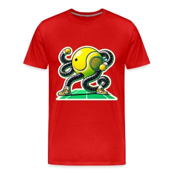 Rendez-vous sur le court de tennis Jeu de mots TShirt - T-shirt bio Premium Homme - rouge - Devant - Damien (186cm)