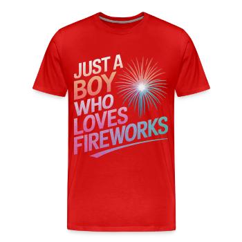 Pyrotechnie Feux d’artifice Pyrotechnie - T-shirt bio Premium Homme - rouge - Devant - Damien (186cm)