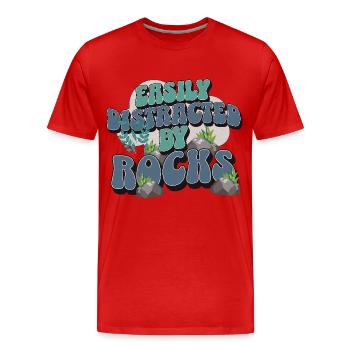 Géologue collectionneur de pierres - T-shirt bio Premium Homme - rouge - Devant - Damien (186cm)