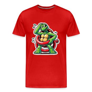 Lustige Schildkröte Oops Cartoon Aufkleber - Männer Premium Bio T-Shirt - Rot - Vorne - Damien (186cm)