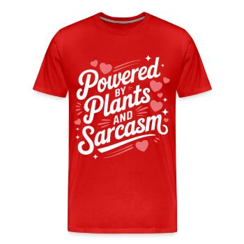 Végétarien Végétalien Végétarien Végétarien - T-shirt bio Premium Homme - rouge - Devant - Damien (186cm)
