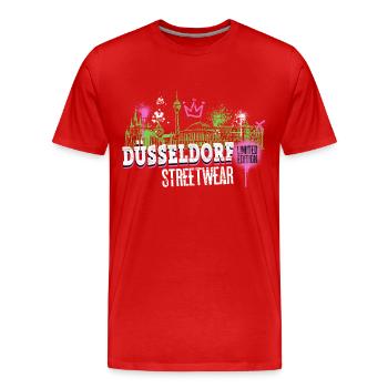Dusseldorf Skyline City Germany Graffiti - Men's Premium Organic T-Shirt - red - Front - Damien (186cm)