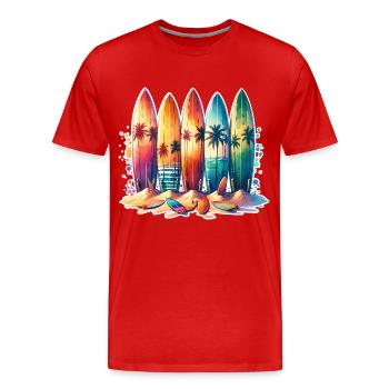 Surfing Surfers - Men's Premium Organic T-Shirt - red - Front - Damien (186cm)