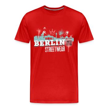 Berlin Skyline Ville Allemagne Graffiti Art - T-shirt bio Premium Homme - rouge - Devant - Damien (186cm)