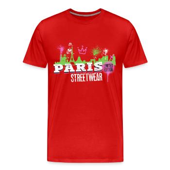 Paris Skyline Ville France Graffiti Art - T-shirt bio Premium Homme - rouge - Devant - Damien (186cm)