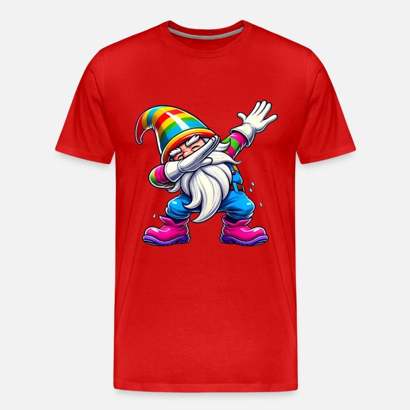 Dabbing Regenbogen Gnome Lustiges Geschenk - Männer Premium Bio T-Shirt - Rot