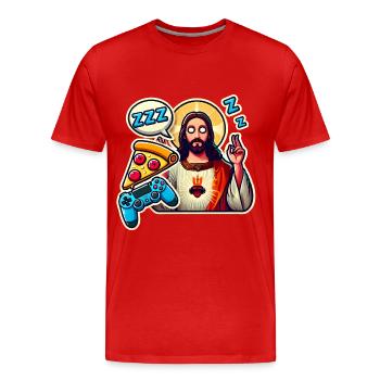 Pixel Gamer Leben Eat Sleep Respawn - Männer Premium Bio T-Shirt - Rot - Vorne - Damien (186cm)