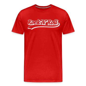 Rock 'n' Roll Retro-Drehbuch - Männer Premium Bio T-Shirt - Rot - Vorne - Damien (186cm)