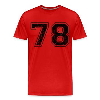 Zahl 78 im Vintage-Shabby-Chic - Männer Premium Bio T-Shirt - Rot - Vorne - Damien (186cm)