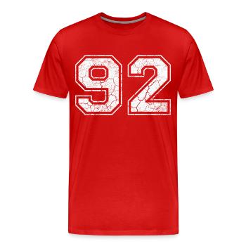 92 dans blanc in Used Look - T-shirt bio Premium Homme - rouge - Devant - Damien (186cm)