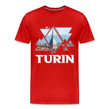 Turin Turin Turin Italie Ville Skyline Accueil Amour - T-shirt bio Premium Homme - rouge - Devant - Damien (186cm)